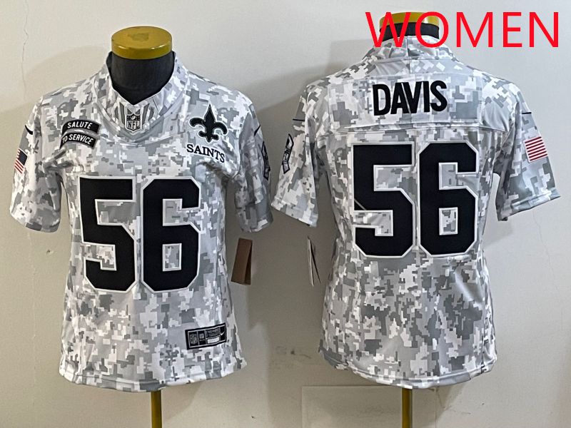 Women New Orleans Saints #56 Davis Camo Nike Olive Salute To Service Limited NFL Jersey style 2